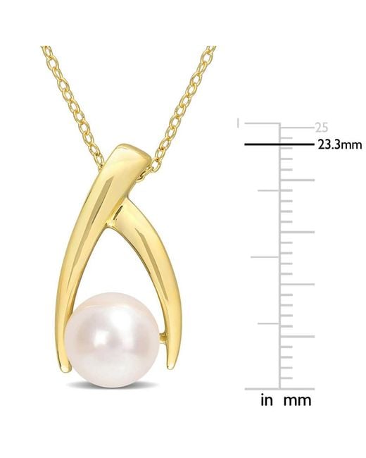 Amour Metallic 9-9.5Mm Freshwater Cultured Pearl Crisscross Pendant With Chain
