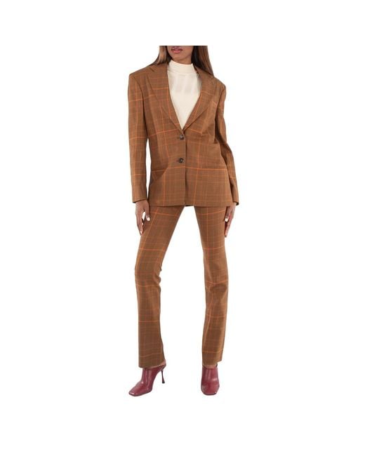 Stella McCartney Brown Ladies Prince-Of-Wales Slim-Cut Trousers