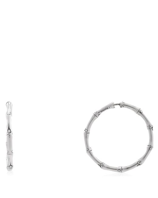 John Hardy White Bamboo Medium Hoop Earrings