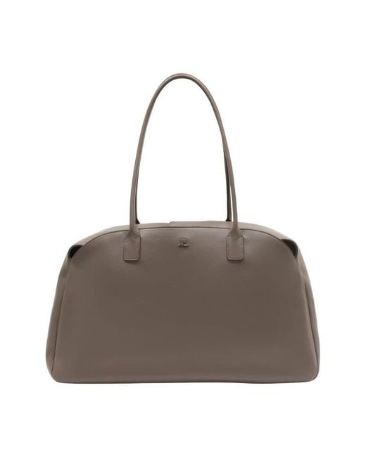 Courreges Gray Leather Shoulder Bag