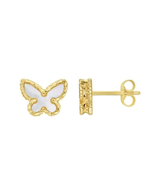 Kylie Harper Metallic Ladies 14K Mother Of Pearl Butterfly Stud Earrings