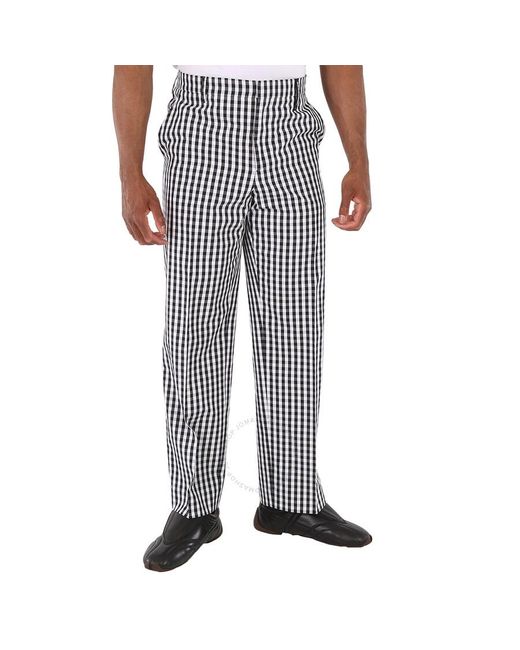 Burberry Black Gingham Technical Wool Wide-leg Tailored Trousers for men
