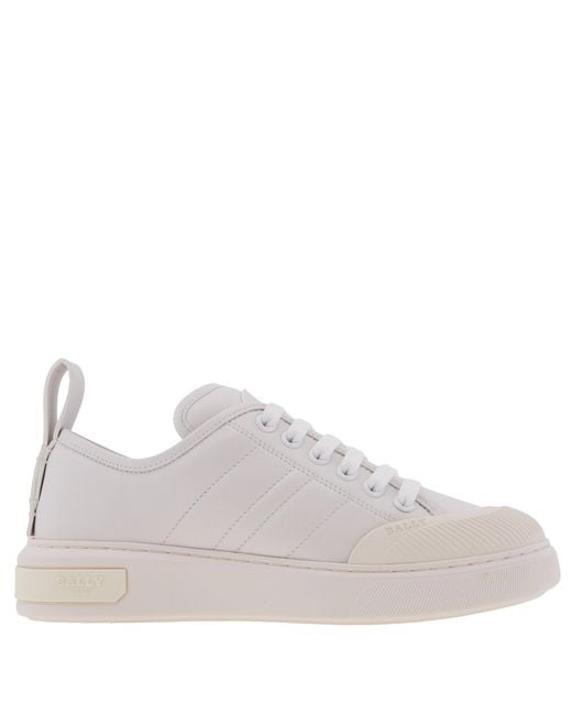 Bally White Medyn Stripe Detailing Leather Sneakers, Brand Size 35 Us
