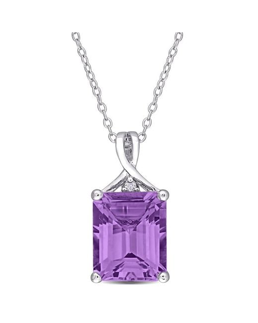 Amour Purple 5 Ct Tgw Octagon Amethyst And Topaz Pendant With Chain for men