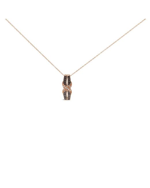 Haus of Brilliance Metallic 10K Rose 1/4 Cttw And Chocolate Diamond Infinity Twist Pendant Necklace