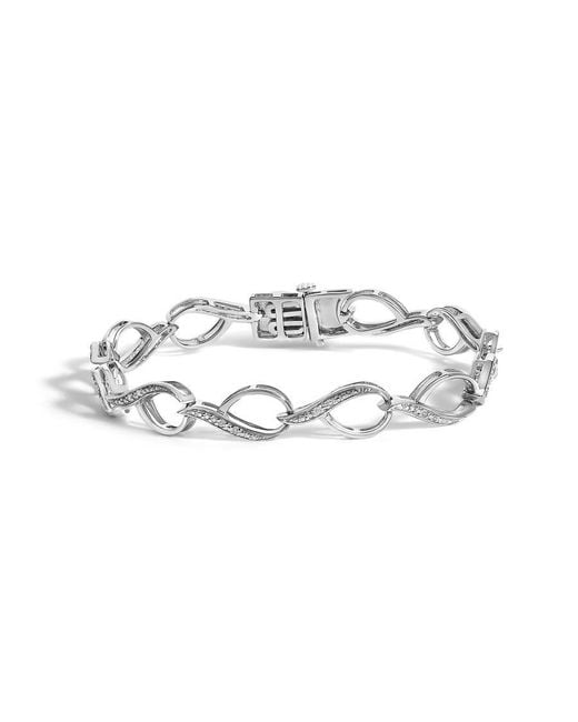 Haus of Brilliance Metallic Sterling 1/10 Cttw Diamond Accent Swirl Link Bracelet
