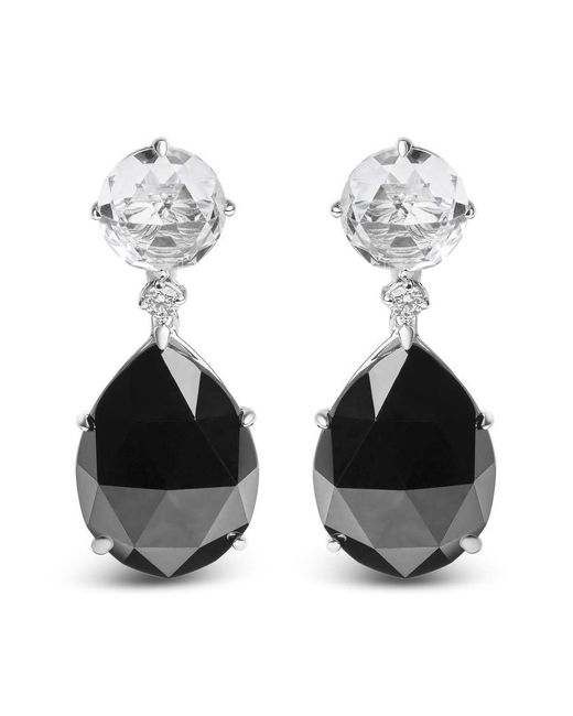 Haus of Brilliance Black 18k White Gold 1/5 Cttw Diamond With Round White Topaz