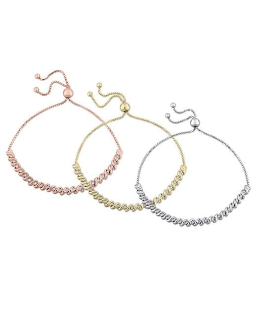 Amour Metallic 3 Pc Set Of 3/4 Ct Tw Diamond Bolo Bracelets