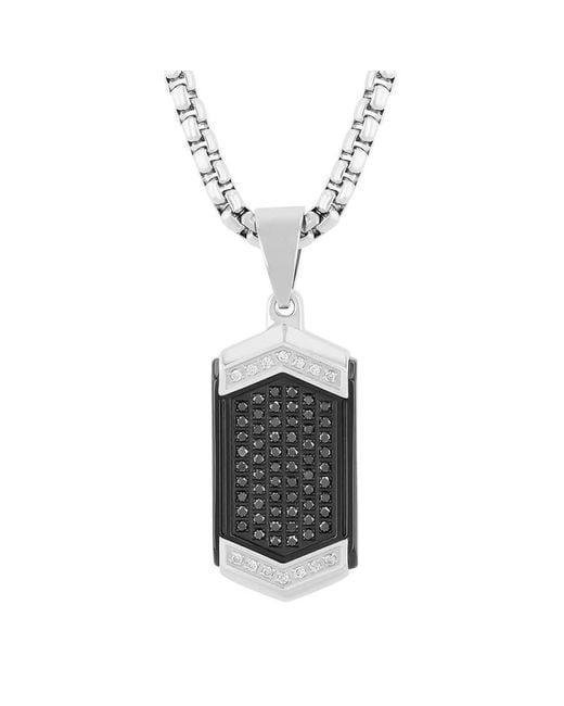 Robert Alton Black 1/3Ctw Diamond Stainless Steel With Finish Dog Tag Pendant for men