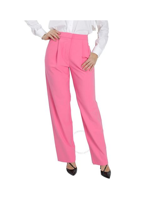 Chinti & Parker Pink Peony Pop Wool-twill Flared Trousers