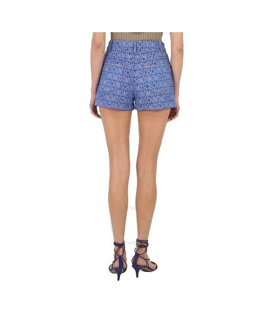Moschino Blue Fantasy Print Allover Cotton-blend Shorts