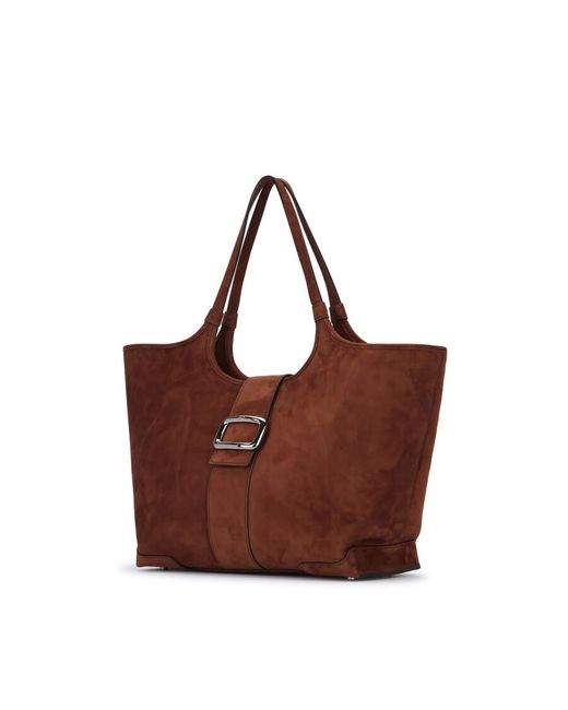 Roger Vivier Brown Viv Choc Medium Tote Bag