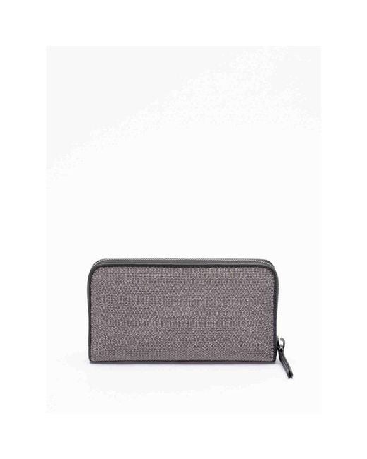 Brunello Cucinelli Gray Ruthenium Leather Zip Wallet