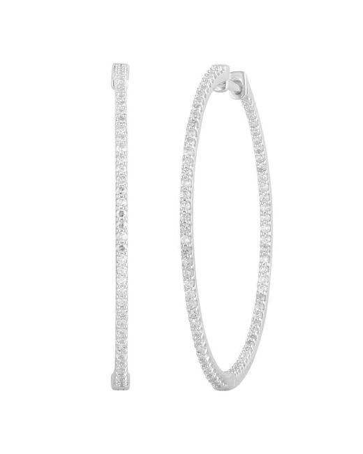 Brilliant Diamond White Sterling 0.75 Carat Lab Grown Diamond Hoop Earrings For