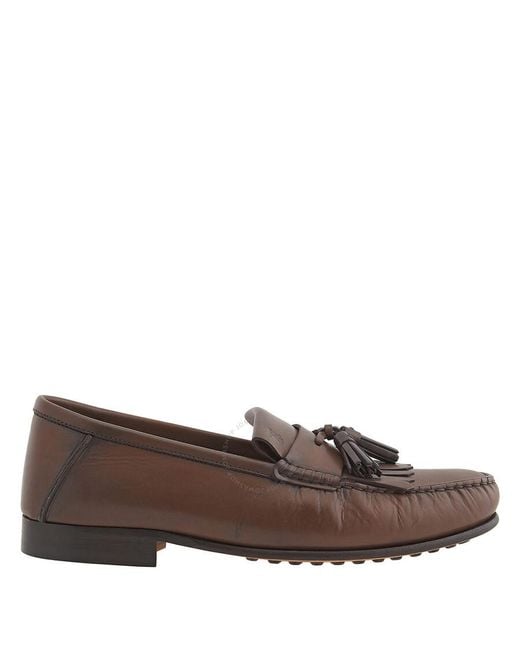Tod's Brown Fringe And Tassel Leather Loafers for men