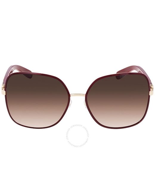 Ferragamo Brown Bordeaux Gradient Square Sunglasses Sf150s 728 59
