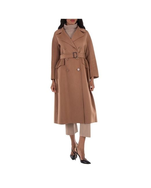 Max Mara Natural Double Breasted Eric Belted Coat, Brand Size 42 Us