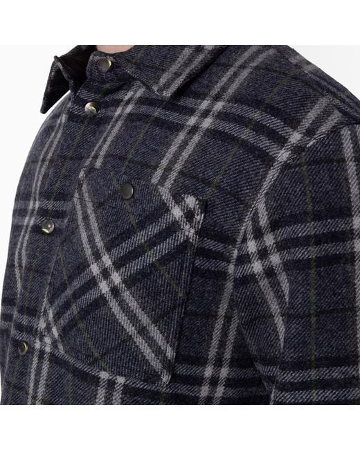 Burberry Black Wadded Check Wool Overshirt for men