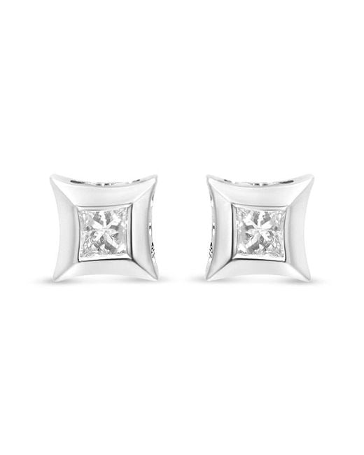 Haus of Brilliance Metallic 10K 1/3 Ct Invisible Set Style Princess-Cut Diamond Stud Earrings