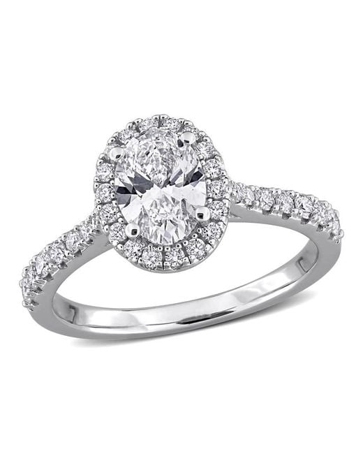 Created Forever Metallic 1 2/5Ct Tgw Oval And Round-Cut Lab Grown Diamond Halo Engagement for men