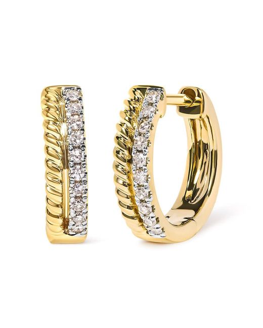 Haus of Brilliance Metallic 10K 1/10 Cttw Diamond And Rope Twist Huggy Hoop Earrings (H-I Color, I1-I2 Clarity) for men