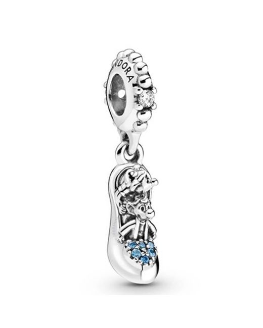 Pandora Metallic Sterling Silver Disney Cinderella Glass Slipper And Mice Dangle Charm