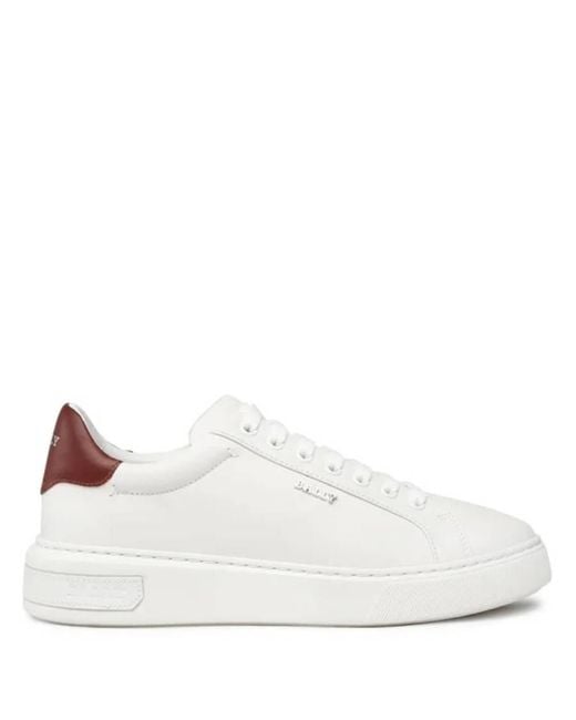 Bally White Miky Leather Low-Top Sneakers, Brand Size 6 Us for men