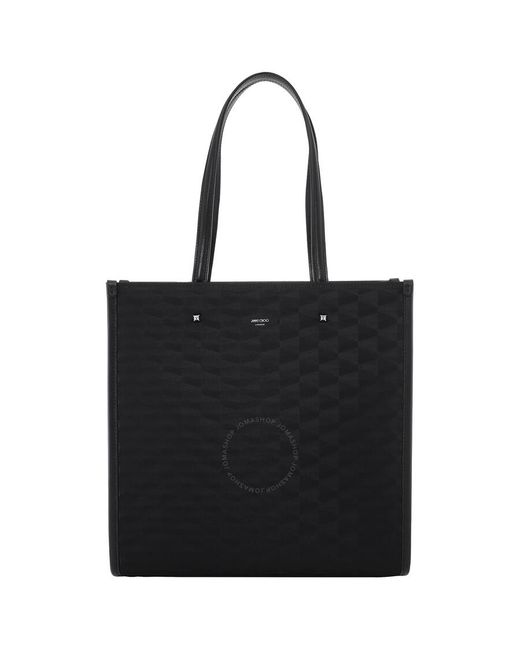 Jimmy Choo Black North-South Jacquard Tote Bag for men
