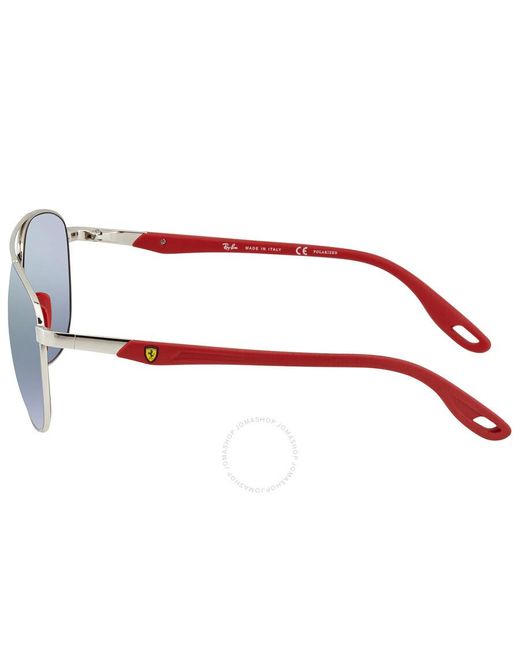 Ray-Ban Scuderia Ferrari Polarized Blue Chromance Mirror Aviator Sunglasses Rb3659m F031h0 57 for men