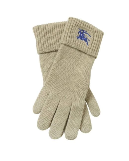 Burberry Green Ribbed Cuffs Cashmere Gloves for men