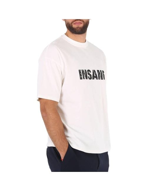 424 Gray Insane Graphic-print White Cotton T-shirt for men