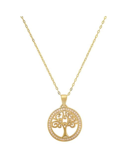 Kylie Harper Metallic 14K Over Cz Tree Of Life Pendant