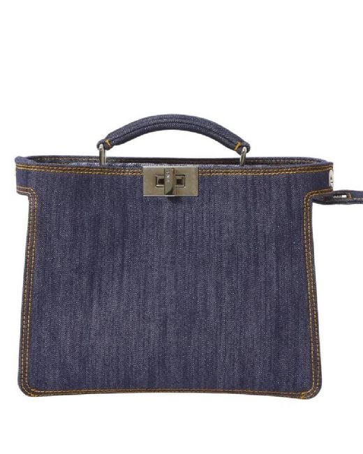 Fendi Blue Peekaboo Iseeu Mini Bag Denim-Effect Fabric for men