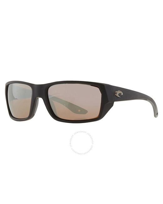 Costa Del Mar Brown Tailfin Copper Silver Mirror Polarized Glass Rectangular Sunglasses 6s9113 911304 57 for men
