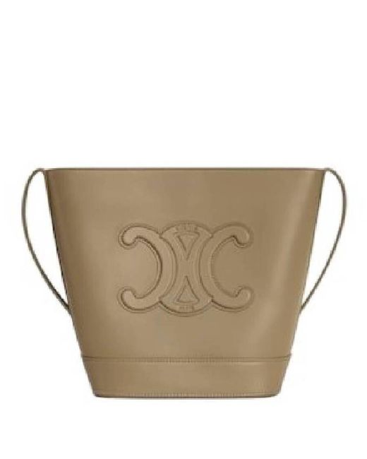 Céline Natural Triomphe Bucket Cuir