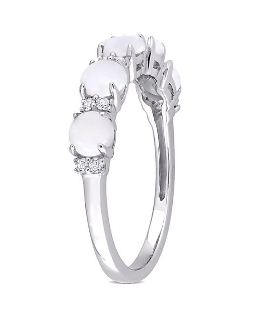 Amour Metallic 1 Ct Tgw Opal And Topaz Semi Eternity Ring