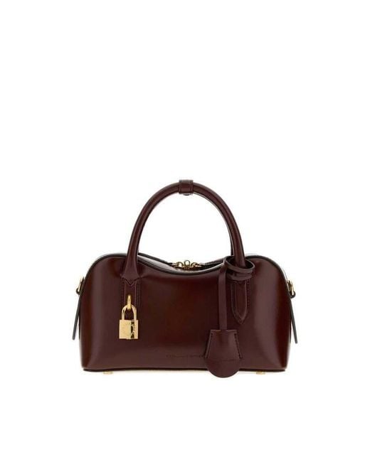 Stella McCartney Brown Polished Leather Top Handle Bag