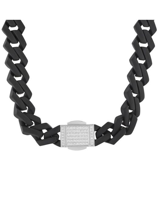 Robert Alton Black 1/2Ctw Diamond Stainless Steel Finish Clasp 20" Necklace for men