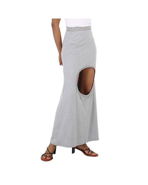 Burberry Gray Melange Stretch Silk Jersey Step-through Skirt