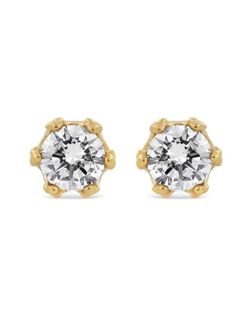 Haus of Brilliance Metallic 14k Yellow Gold 2.0 Cttw 6 Prong Set Diamond Hidden Halo Stud Earring