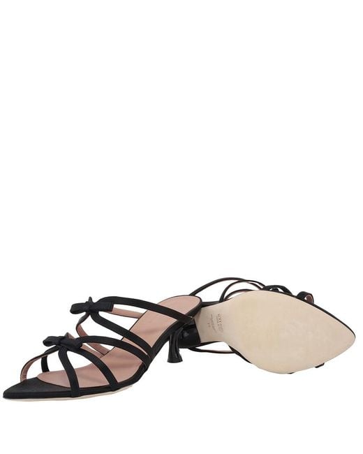 Malone Souliers Black Bowrama Satin Sandals