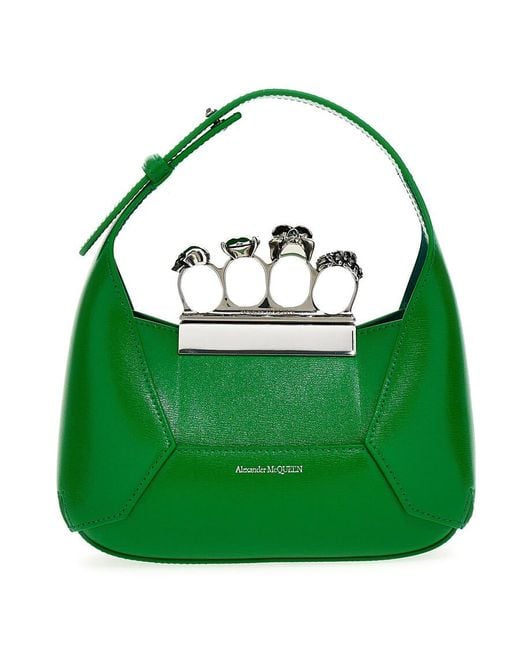 Alexander McQueen Green The Jewelled Hobo Mini Bag