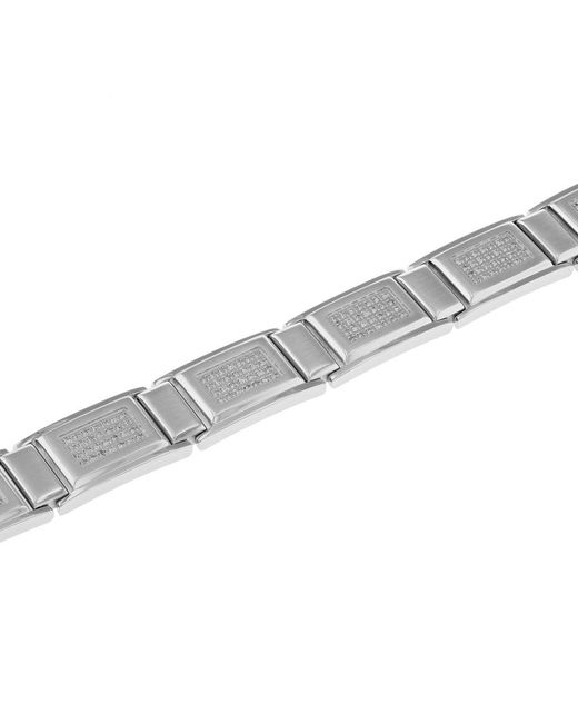 Robert Alton Metallic 1Ctw Diamond Stainless Steel Link Bracelet for men