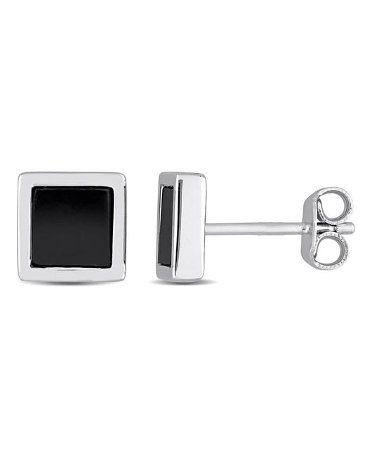 Amour Black 1 Ct Tgw Hematite Square Stud Earrings for men