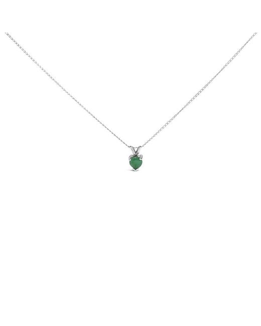 Haus of Brilliance Metallic 14K 5X5 Mm Heart Shaped Emerald Solitaire Pendant Necklace