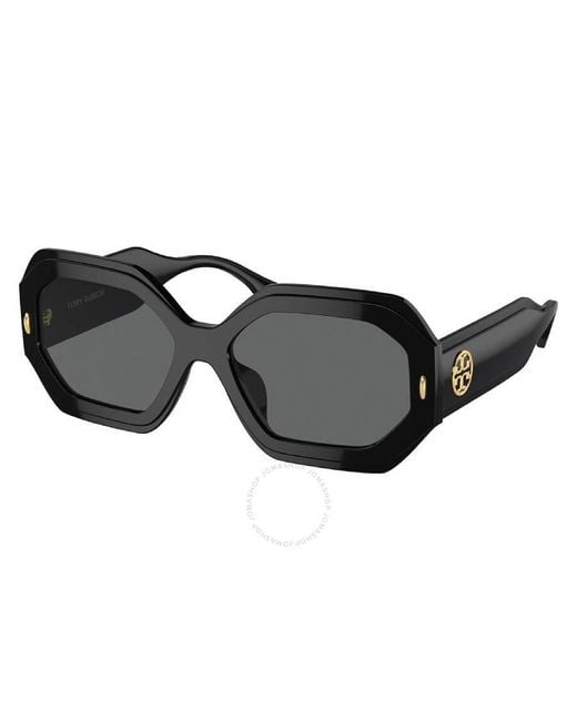 Tory Burch Black Dark Grey Irregular Sunglasses Ty7192f 170987 57
