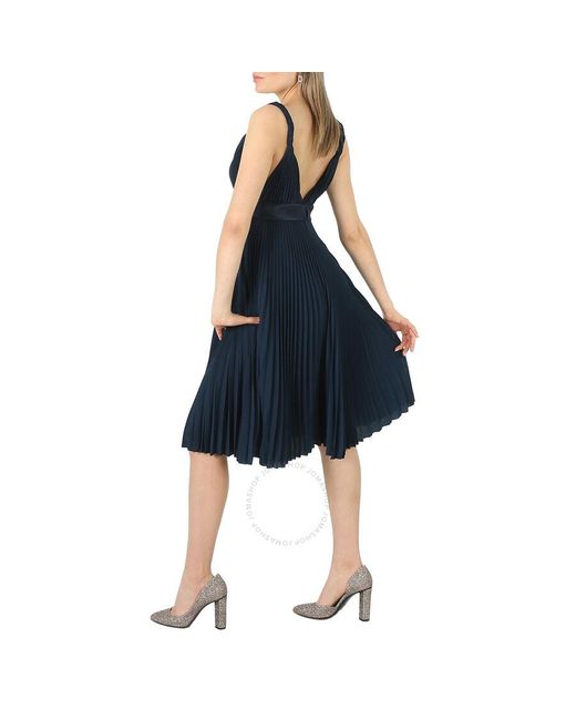 Burberry Blue Ink Empire-line Pleated Dress