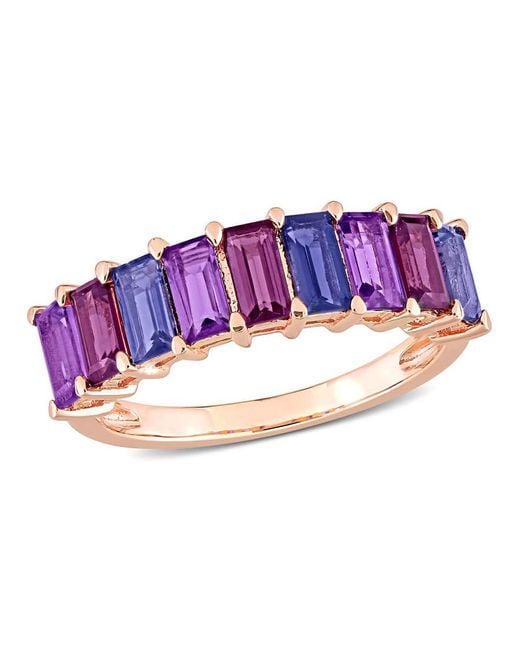 Amour Purple 2 1/ Ct Tgw Baguette Amethyst-Brazil Rhodolite And Iolite Semi-Eternity Ring