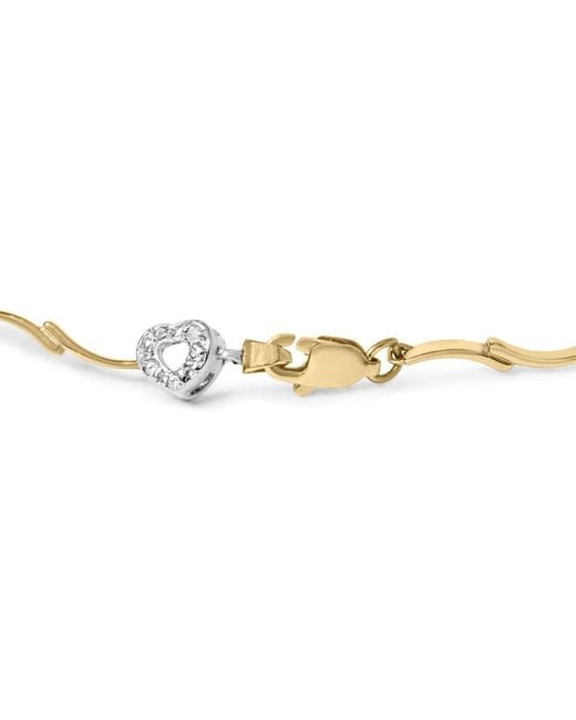 Haus of Brilliance Metallic 10K Two-Tone 1/3 Cttw Diamond Pave Set Heart S-Link 7.25" Bracelet (I-J Color, I2-I3 Clarity)