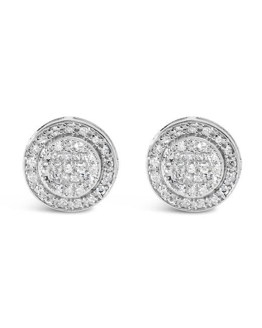 Haus of Brilliance Metallic 925 Sterling 3/4 Cttw Diamond Composite And Halo Stud Earrings (H-I Color, Si1-Si2 Clarity)